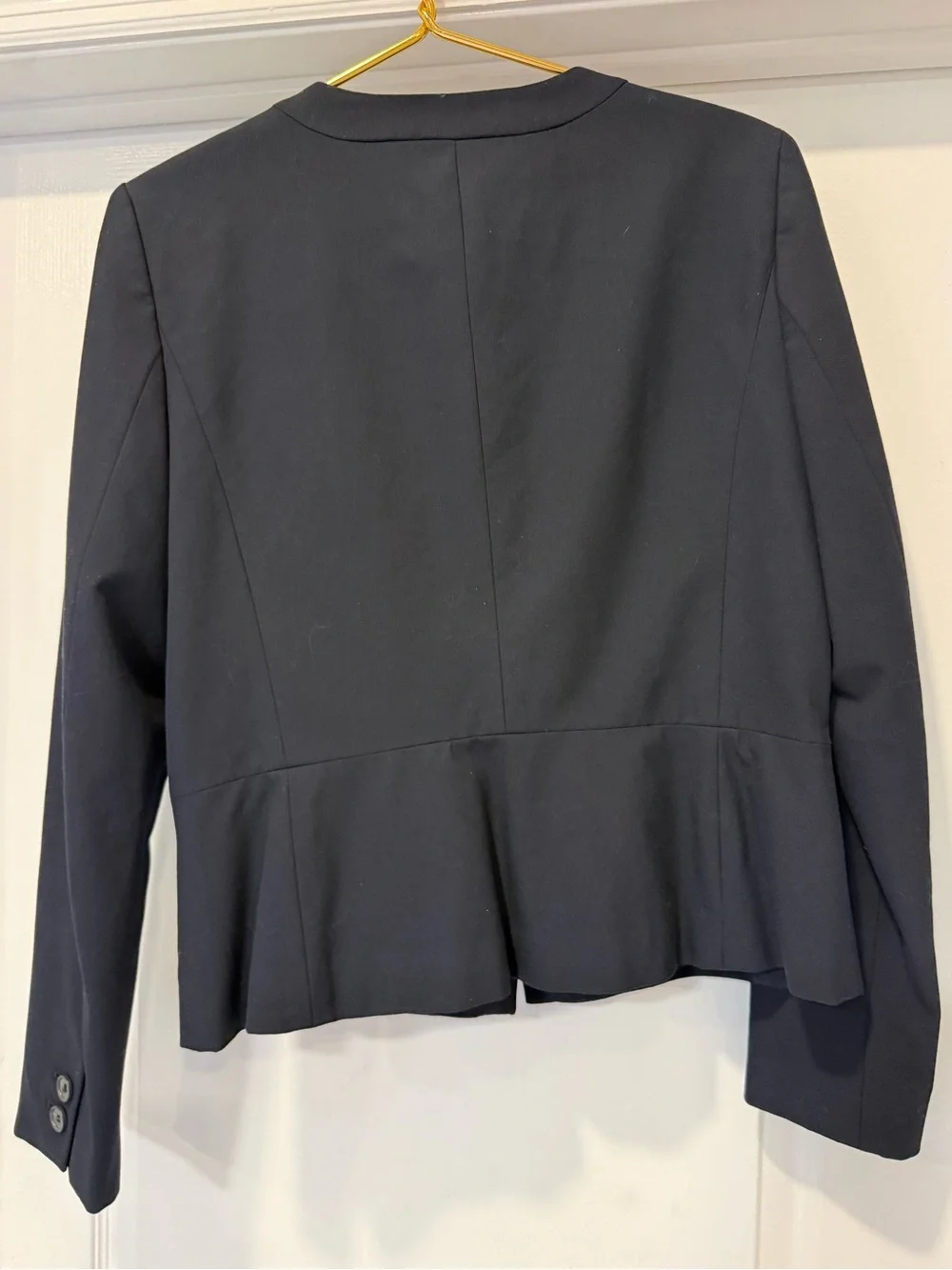 Ann Taylor Navy Collarless Two-Button Blazer